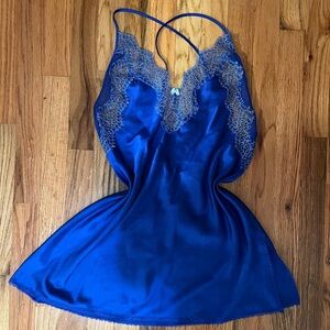 Victoria’s Secret S Vintage Elegant Royal Blue Slip Chemise